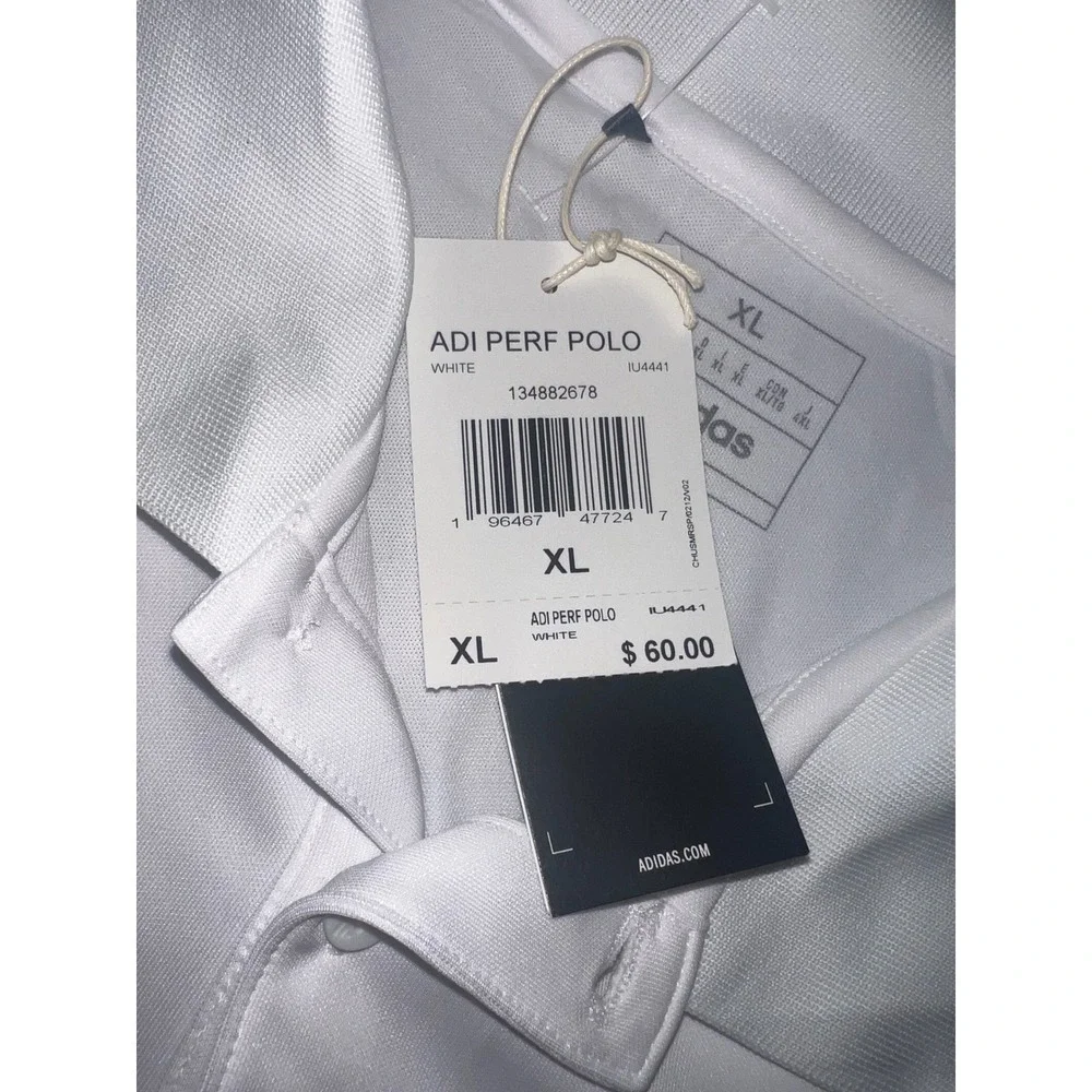 Adidas Adi Perf Polo Mens XL White The Pro Embroidered Golf Shirt IU4441